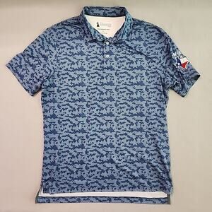 The Gingham Dog Performance Prep Lg Mens Polo Shirt Blue Digital Camo SMGA Texas